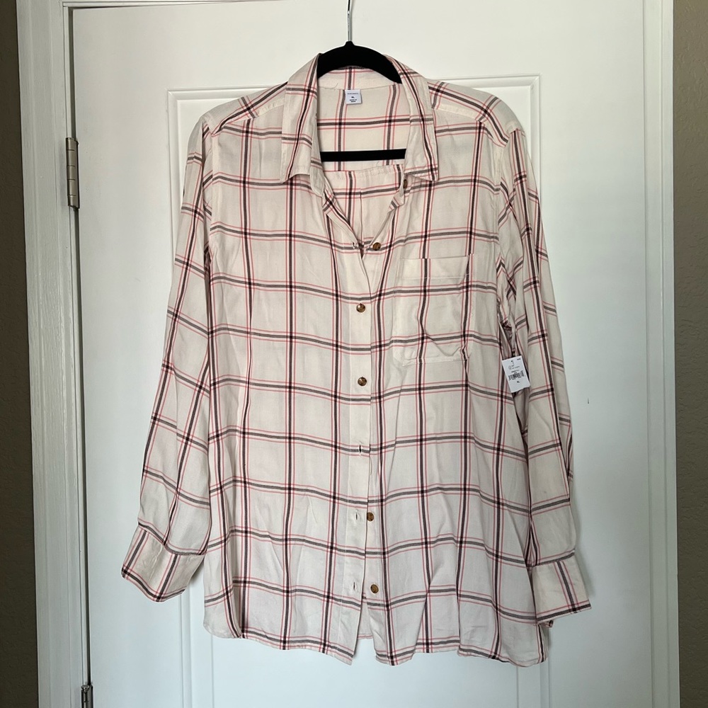 Old Navy plaid button up tunic shirt